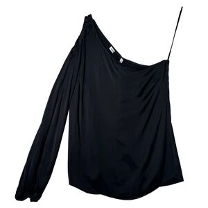 Elizabeth and James Denissa One Shoulder Black Cupro Blouse Womens‎ Size 10 NWT